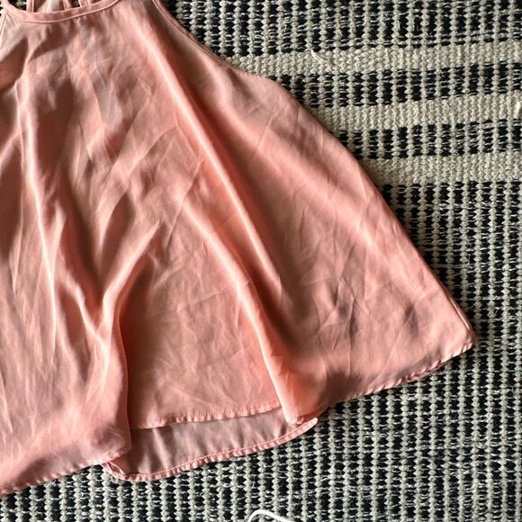 Lily White Size Medium peach orange blouse chiffon flowy blouse - Picture 3 of 4